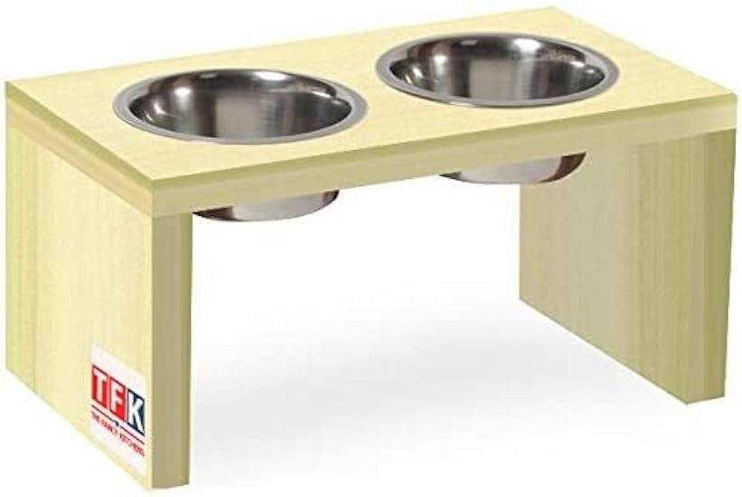 TFKitchens Elevated Pet Feeder in Poplar Wood, Double Bowl Raised Stand (1 Quart) 5
