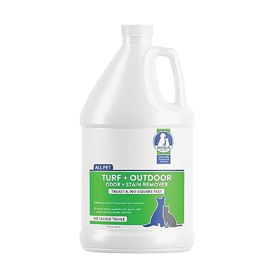 Unique Turf & Outdoor Odor and Stain Remover, Outdoor Pet Odor Eliminator, Removes Animal Odors and Stains from Yard, Grass, Other Outdoor Spaces, 128 oz. Liquid Concentrate