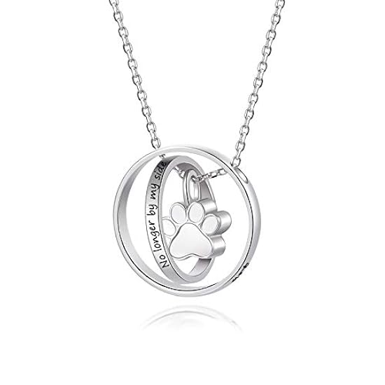 S925 Sterling Silver Paw Print Urn Necklace No longer by my side Forever in my Heart Pet Dog Keepsake Cremation Jewelry for Ashes