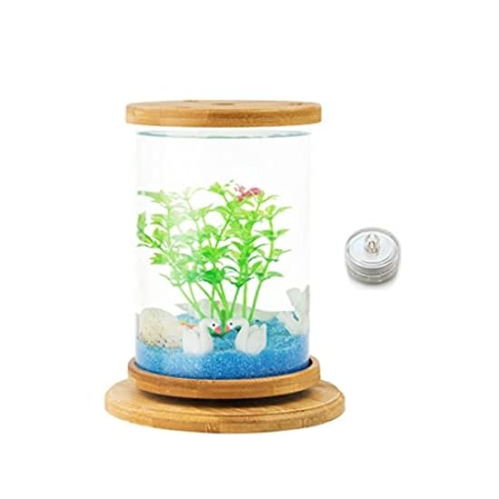 Fish Tank/Aquarium Tank Creative Rotating Desktop Fish Tank Transparent Glass Office Household Ecological Bottle Small Ornamental Fish Betta Fish Tank Fish Aquarium Bowls