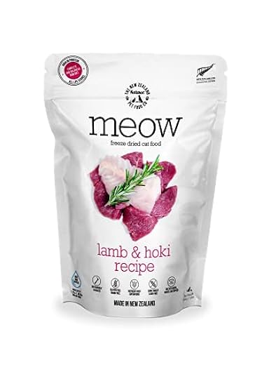 The New Zealand Natural Pet Food Co. Meow Lamb & Hoki Freeze Dried Raw Cat Food, Mixer, or Topper, or Treat - High Protein, Natural, Limited Ingredient Recipe 9.9 oz