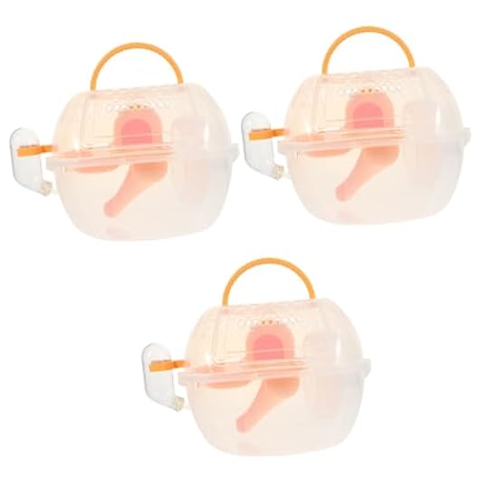 NOLITOY 3pcs Hamster Cage Hamster Carrying Cases Portable Hamster Clear Container Hamster Transport Unit Clear Plastic Organizer Bins Toy Container Pet Carrier Handle Pp Travel Handheld