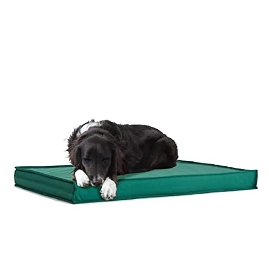BarkBox - Outdoor Dog Bed - Waterproof Dog or Cat Mattress Bed with Removable Cover - Platform Bed with Washable Cover, Durable, Portable - Indoor/Outdoor All Season Orthopedic Comfort - Large - Green
