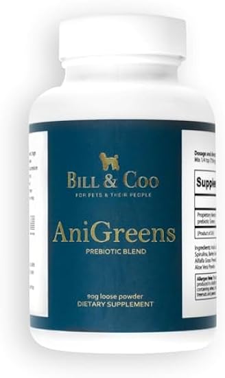 ANIGREENS PREBIOTIC Blends (90g) - Formulated with Special Fibers for Digestive Consideration & General Gut Balance to Support Healthy Immune Systems and Boost the Metabolic Health of Your Pets