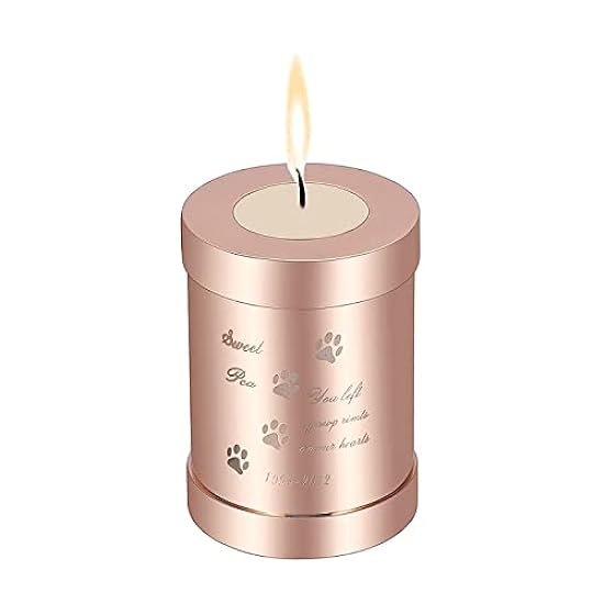MYPOWER 75mm Stainless Steel Pet Memorial Candle Holder Urn,Name&Date&Dog Paw Print Cremation Engrave Able