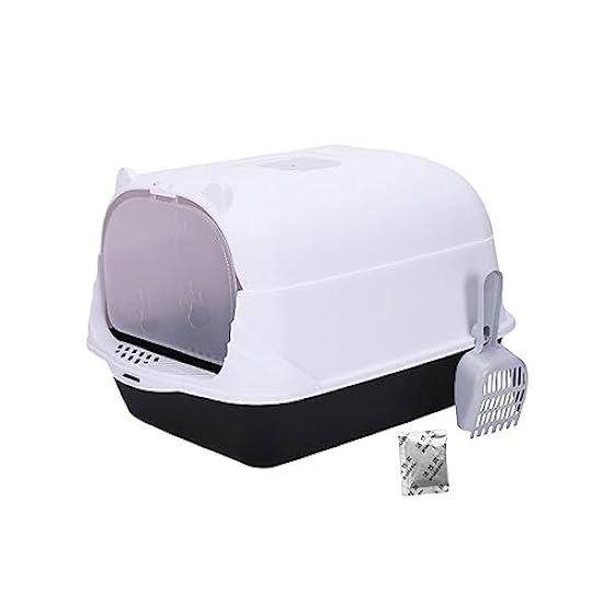 IEUDNS Hooded Cat Fully Enclosed Cat Toilet for All Kinds of Cat Litter Anti Splashing Pet Easy to Carry and Clean, Black