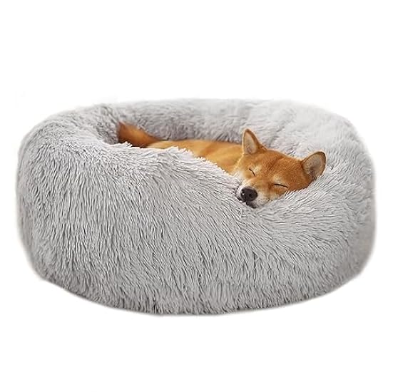 LLGJ Cozy Round Pet Bed for Dogs and Cats - Calming, Washable and Slip-Resistant - Perfect for Small Animals, Plush Fabric Pet Mat (1.Grey, X-Large)