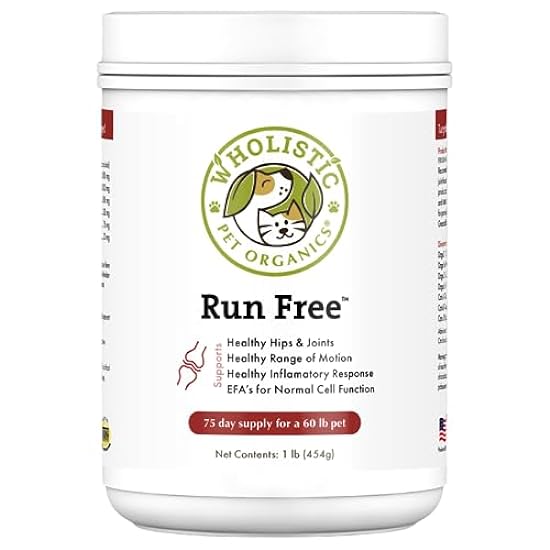 Wholistic Pet Organics Run Free: Dog Joint Health Supplement Glucosamine and Chondroitin Supplement Large Dog and Cats Arthritis Pain Relief with MSM for Mobility and Immune Support