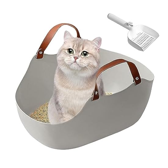 Cat Litter Tray | Open Low Entry Litter Tray with Cat Litter Shovel | Half-Closed Portable Cat Litter Container Cat Boxes for Indoor Cats Diwal