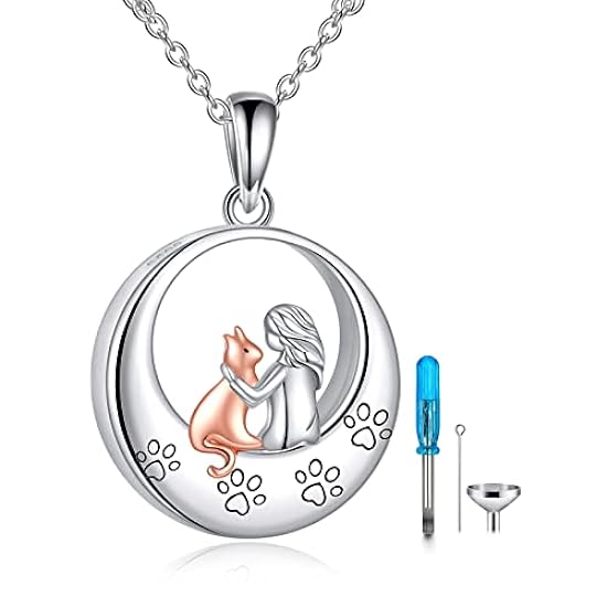 TIGERRIDER Memorial Urn Necklace for Dog Cat Pets Ashes 925 Sterling Silver Dog Paw Pendant Cremation Jewelry Memorial Ash Keepsake for Women