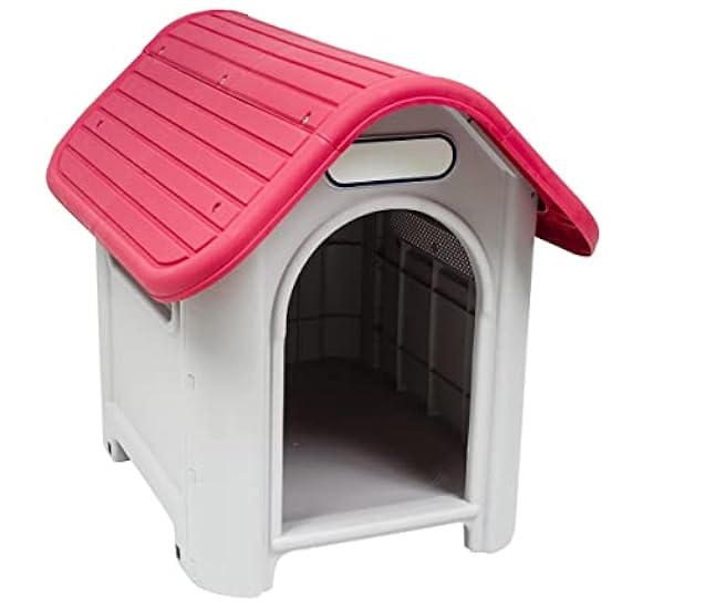 Indoor Outdoor Dog House Small to Medium Pet All Weather Doghouse Puppy Shelter (RED TOP)