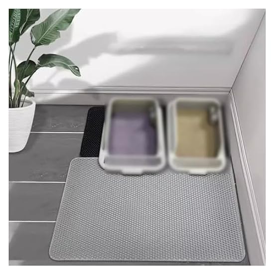 Cat Litter Mat Waste Collector Honeycomb Double Layer Design Waterproof and Urine Resistant Material 2 Layers Screening Easy to Clean Dispersion Control (Color : Gray, Size : 38x61cm/15x24in)