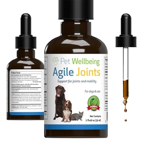 Pet Wellbeing Agile Joints for Cats - Vet-Formulated - Joint Health, Mobility, Ease of Movement - Natural Herbal Supplement 2 oz (59 ml)