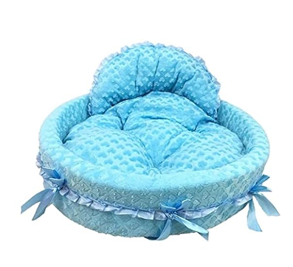 Cat Dog Beds, Luxury Dog House Princess Bed Kennel Nest Pet Dog House Cat Bed for Small Medium Dogs Pet Bed Sofa Dog Sofa Teddy House Pet Calming Bed (Color : Blue, Size : 50 * 55 * 12cm)