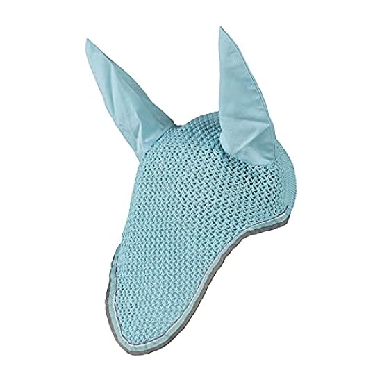 Horze Adepto Cotton Crochet Insect and Fly Protection Horse Ear Net with Cotton Ear Covers - Canal Blue - Horse