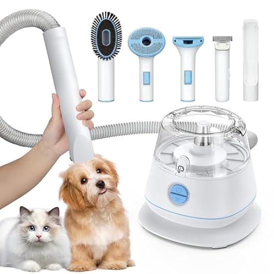 Dog Hair Vacuum & Grooming Kit, 12000Pa Strong Pet Grooming Vacuum, 2L Large Capacity for Shedding Grooming Hair, Quiet, 5 Pet Grooming Tools