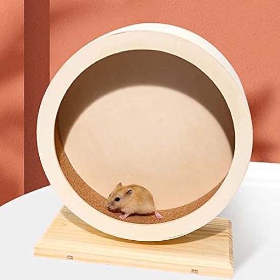 QJM Wooden Hamster Exercise Wheel - Hamster Silent Wheel, Small Animal Exercise Wheel, Hamster Running Spinner Wheel Toys Prevent Depression for Hamsters, Gerbils, Mice and Other Small Pets
