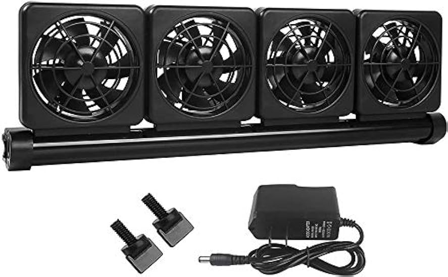 XMHF 4 Fans Aquarium Chiller, Fish Tank Cooling Fan System for Salt Fresh Water, Only Fit for Aquarium Lip Width Less Than 1/2 Inch