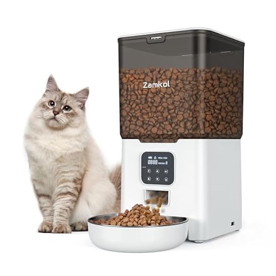 Automatic Cat Feeder, 6L Automatic Cat Food Dispenser, Timed Cat Feeder 4 Meals Daily with Portion Control, Automatic Pet Feeder for Dog & Cat