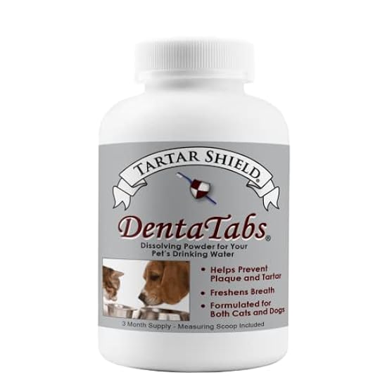 Tartar Shield DentaTabs | Dog & Cat Dental Mouthwash Water Additive Powder | Fights Tartar Plaque & Bad Breath Cleans Teeth & Gums | Natural Pet Oral Health Support | Hypoallergenic & Calorie-Free