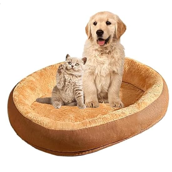 Oval Cuddler Dog Bed for Small Medium Dog, Warm Soft Comfortable Puppy Cushion Kennel Mat with Waterproof Removable Washable Cover, Soft Comfy Donut Puppy&Cats Anti-Slip Bottom,A,L