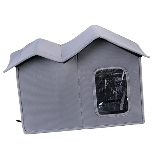 gazechimp Dog House, Foldable Pet Shelter, Rainproof Feral Cats House, Pet Outdoor House for Kitty Dogs Cat, Gray