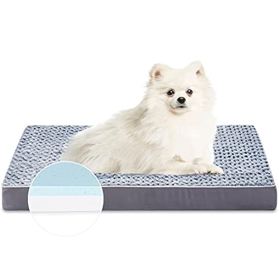 Figopage Orthopedic Memory Foam Dog Bed for Large Dogs, Waterproof Dog Crate Bed, Washable Pet Mat with Removable Cover and Nonskid Bottom