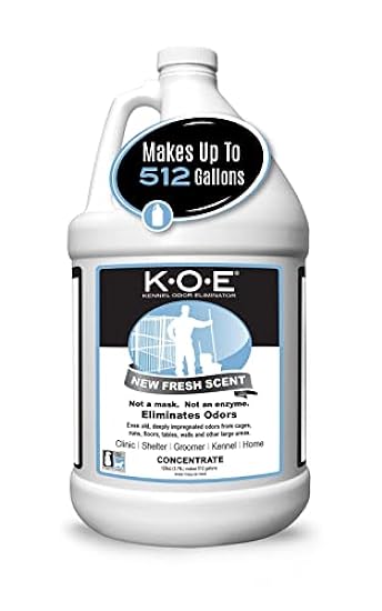 K.O.E. Fresh Scent Odor Eliminator Concentrate – Kennel Odor Eliminator for Strong Odor on Cages, Floor, & More – Non-Enzymatic Pet Odor Eliminator for Home & Dog Kennel – Home & Pet Supplies (1 Gal)