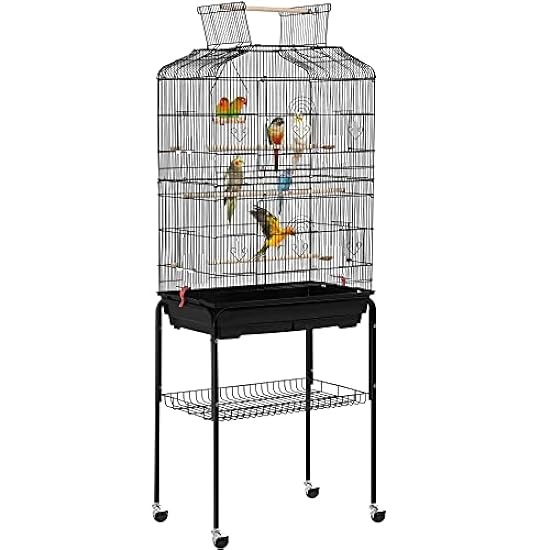 Yaheetech 67.5inch Height Extra Large Bird Cage Cockatiel Cage Metal Parrot Cage w/Slide-Out Tray & Feeders & Detachable Rolling Stand