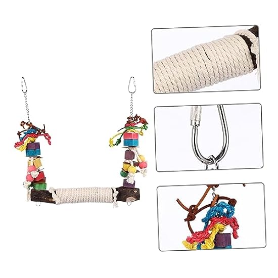 Balacoo 3pcs Parrot Chewing Toy Pets Toys Rope Bird Swing Parrot Bite Toy Bird Chewing Toys Cage Hammock Swing Bird Wood Swing Chew Toy Conure Toys Bird Toy Hanging Swing Wooden