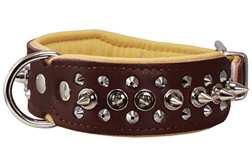 Dogs My Love Spiked Studded Genuine Leather Dog Collar 