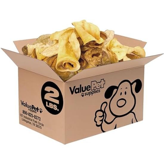 ValueBull USA Premium Cow Ears, Smoked, Large Varied Shapes, 2 Pounds Bulk Pack - All Natural Dog Treats, 100% Beef, Single Ingredient Rawhide Alternative, Fully Digestible, Cleans Teeth & Gums