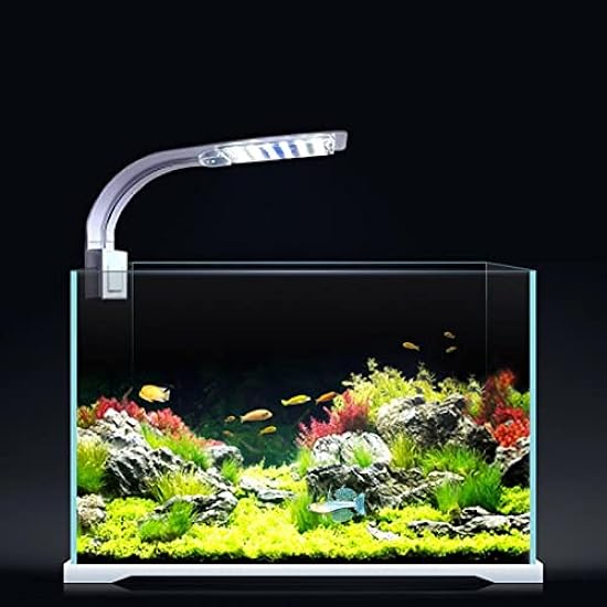Underwater Lights LED Aquarium Fish Tank Light Clip-on 10W LED Plants Grow Lights Freshwater Aquarium Waterproof Lamps for 23-50cm Fish Tank Submersible LED Lights (Black White)