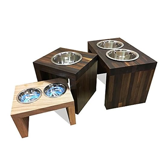 TFKitchen American Cherry Wood Elevated Dog and Cat Pet Feeder, Double Bowl Raised Stand (1 Pint Each) - 6