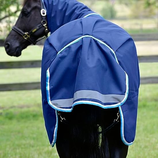 WeatherBeeta ComFiTec Ultra Tough III Detach-A-Neck Medium Horse Blanket, Blue/Bright Blue/White, 75