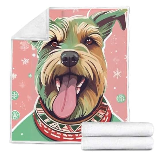 FunkySmiley Hipster Xmas Pet Pop Arts, Schapendoes, 231014 - Cozy Plush Fleece Blanket for Dog Lovers, Full-Color Paw Print Design