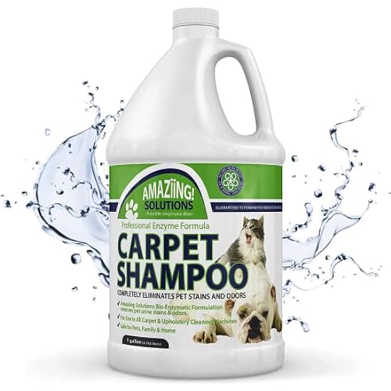 Amaziing Solutions Pet Carpet Shampoo - Carpet Cleaner Solution for Carpet Cleaner Machine, Urine Smell & Stain Remover, Pet Urine Enzyme Cleaner, Carpet Shampoo Solution, Carpet Shampooer, 1 Gallon