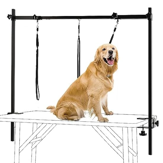 KELIXU Dog Grooming Arm with Clamps - H Shape, Pet Grooming Table Arm with 3 Loop Noose, Pet Grooming Supplies for Large/Medium/Small Pets, 32