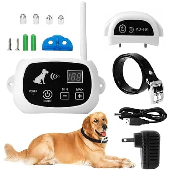 SXDDHZX Wireless Dog Fence, Electric Dog & Remote Training Collar, Pet Dog Boundary System, Adjustable Control Range, Waterproof Rechargeable Collar, Vibration & Shock, Suitable for All Dogs,for1dog
