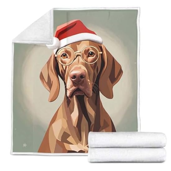 FunkySmiley Minimalistic Xmas Pet Arts, Vizsla, 231014 - Cozy Plush Fleece Blanket for Dog Lovers, Full-Color Paw Print Design