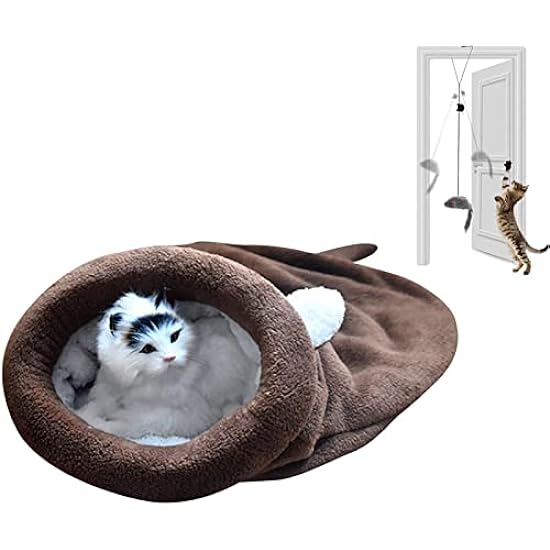 OLOTU Fluffy Closed Cat Sleeping Bag Fleece Soft Warming Washable Dog Bed Snuggle Sack Blanket Mat Pet Bed Cozy Covered Kitty Puppy Bed Washable
