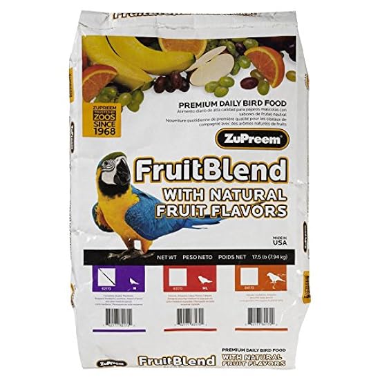 ZuPreem FruitBlend Flavors Bird Food for Medium Birds, 