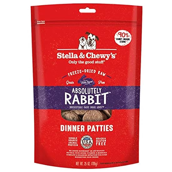Stella & Chewy´s Freeze Dried Raw Dinner Patties – Grain Free Dog Food, Protein Rich Absolutely Rabbit Recipe – 25 oz Bag