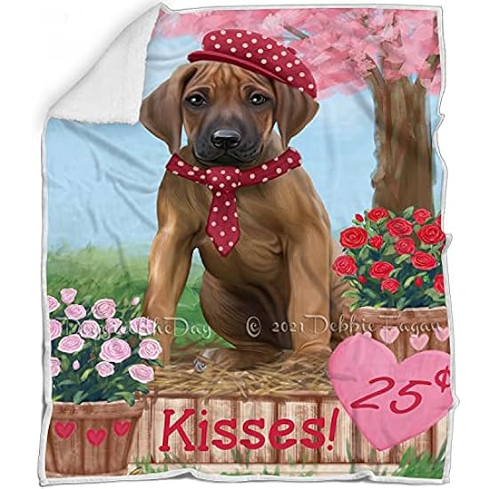 Rosie 25 Cent Kisses Rhodesian Ridgeback Dog Blanket - Lightweight Soft Cozy and Durable Bed Blanket - Animal Theme Fuzzy Blanket for Sofa Couch BLNKT61571 (60x80 Fleece)