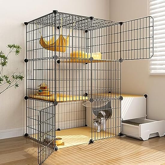 Pisngek Cat Cages Indoor Large with Litter Box, Pet Pla