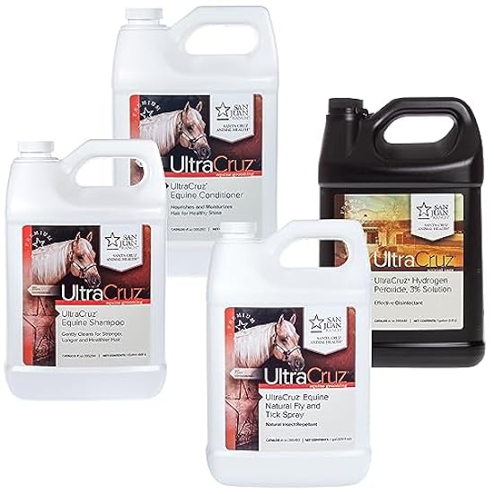 UltraCruz® Equine Shampoo, Conditioner, Hydrogen Peroxide, Fly & Tick Spray, 1 Gallon Each