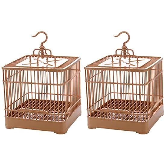 Balacoo 2 Sets Birdcage Small Bird Carrier Plastic Bird House Square Bird Carrier with Hook Cockatiel cage Parakeet cage Decorative Bird cage Plastic Lovebird cage Flight Xuan Feng Travel