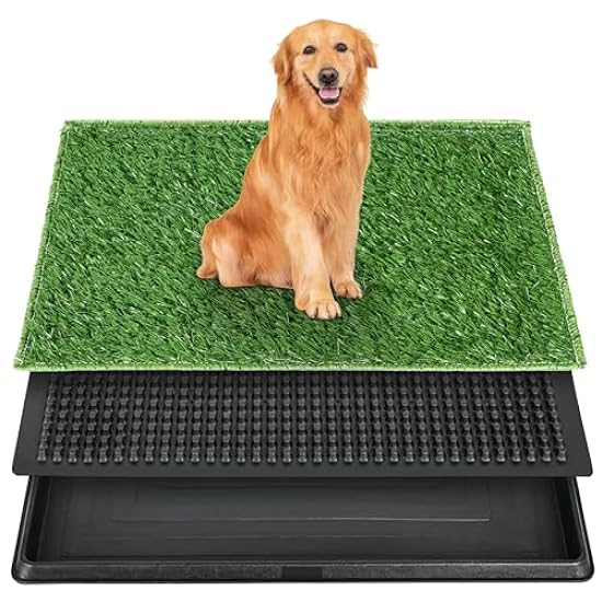 Dog Grass Pad with Tray, Dog Potty System,Artificial Dog Grass Potty Turf for Pet Training,Easy to Wash Artificial Grass Urinal Pads for Dogs,Portable Dog Toilet for Indoor and Outdoor Use.