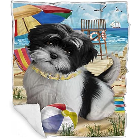 Pet Friendly Beach Shih Tzu Dog Blanket - Lightweight S