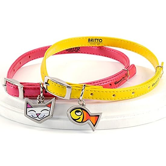 Romero Britto Cat Collar set of 2 (Pink and Yellow )